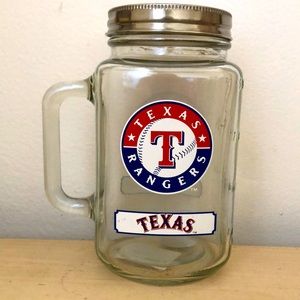 Texas Rangers logo 30 oz glass mason jar tumbler with stainless steel screw top